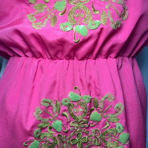 Lilly Pulitzer Pink  w/Green Embellishments Jennifer Mini Slip Dress Size S - Picture 5 of 7